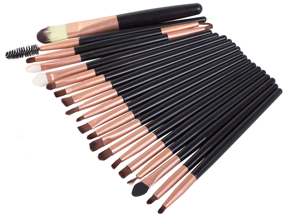 Set di 20 accessori per il trucco: pennelli, pennelli e strumenti completi per viso, occhi e labbra