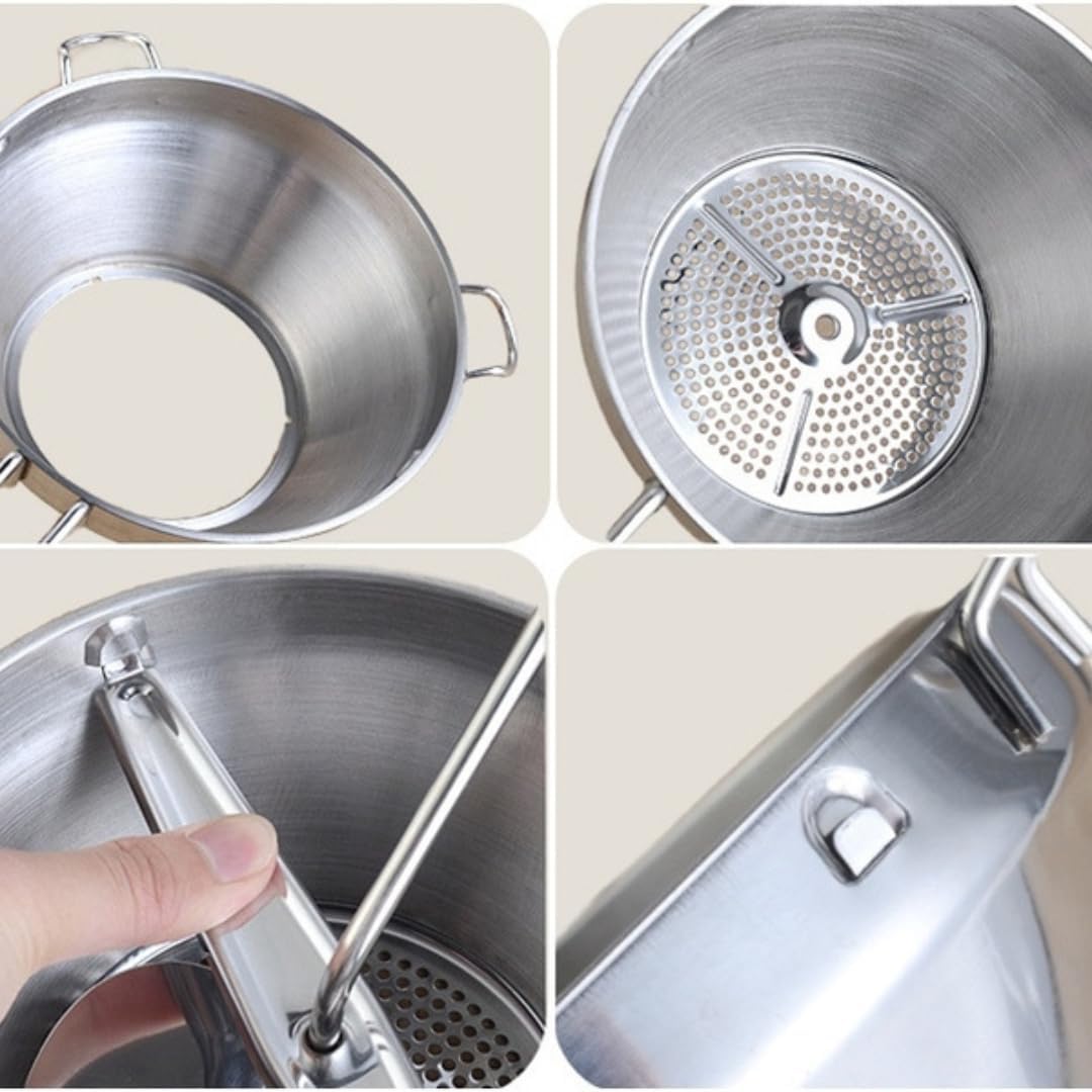 Moulin à Légumes Manuel en Acier Inoxydable Ø 20 cm – 3 Disques Interchangeables