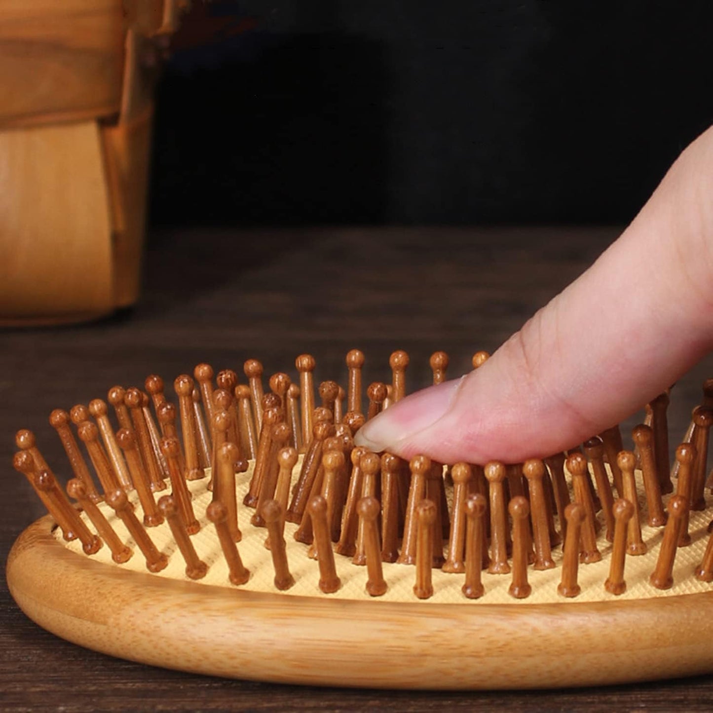 Spazzola rotonda in legno – Ideale per asciugatura, volume e styling – Setole morbide