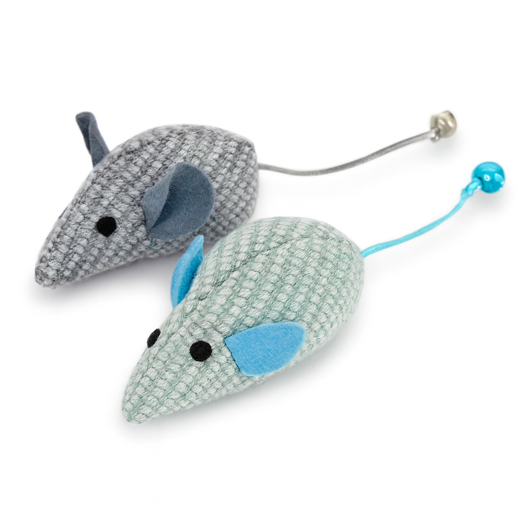 Lot de 2 Souris Jouets pour Chat avec Clochettes
