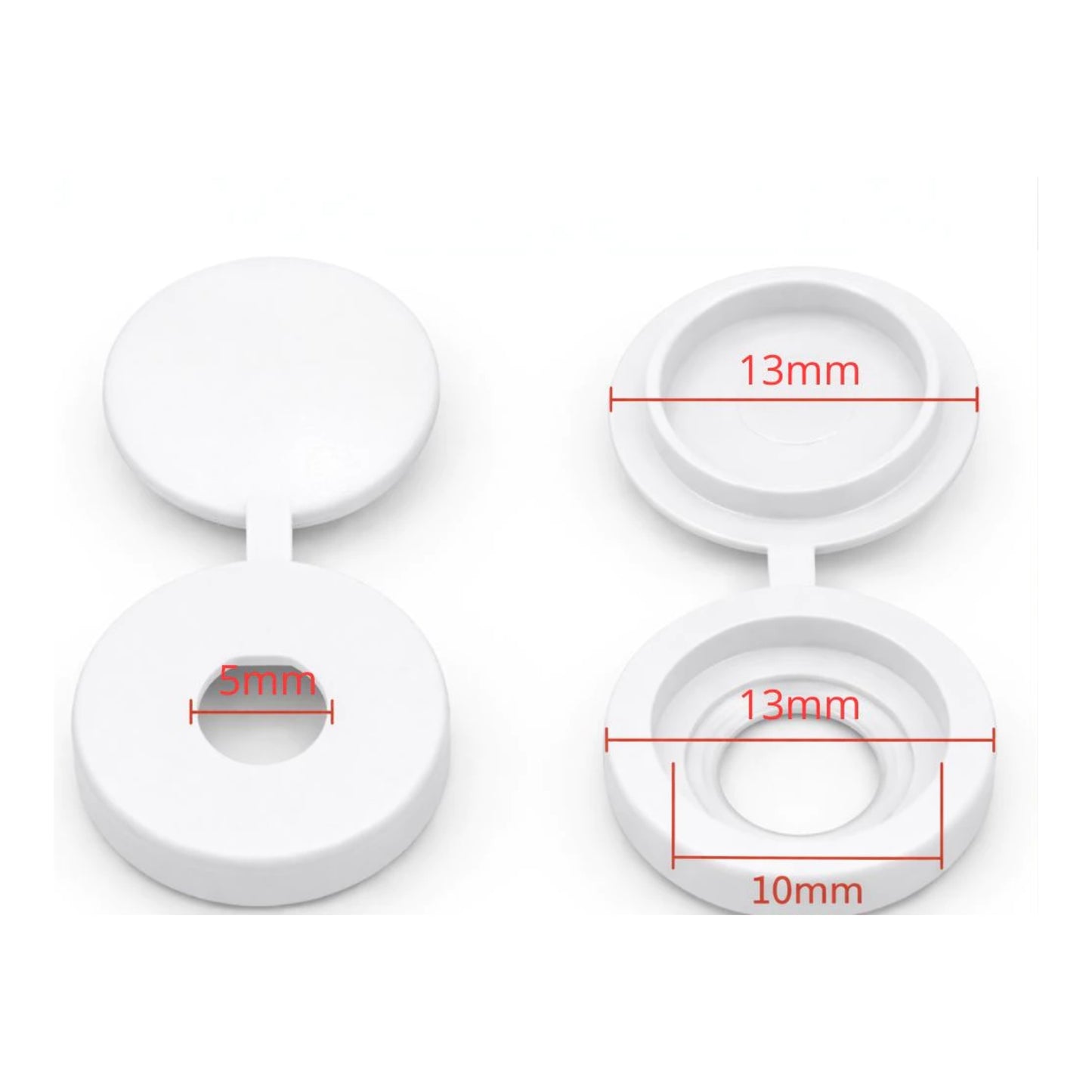 Cache-Vis Blanc 13 mm Clapet – Lot de 100