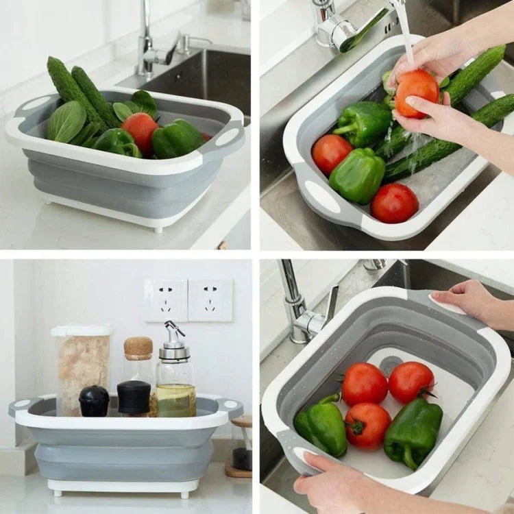 Bassine Pliable en Silicone 2-en-1 – Planche à Découper