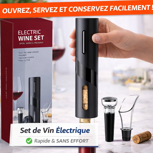 Kit cavatappi elettrico 4 in 1: con aeratore per vino, tappo sottovuoto e tagliacapsule