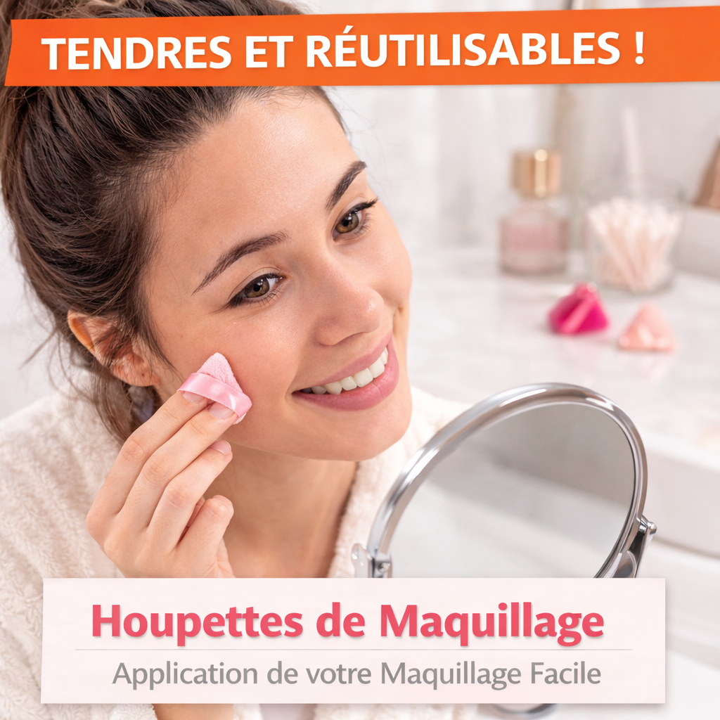 Lot de 3 Mini Houppettes à Maquillage 5x4.5 cm