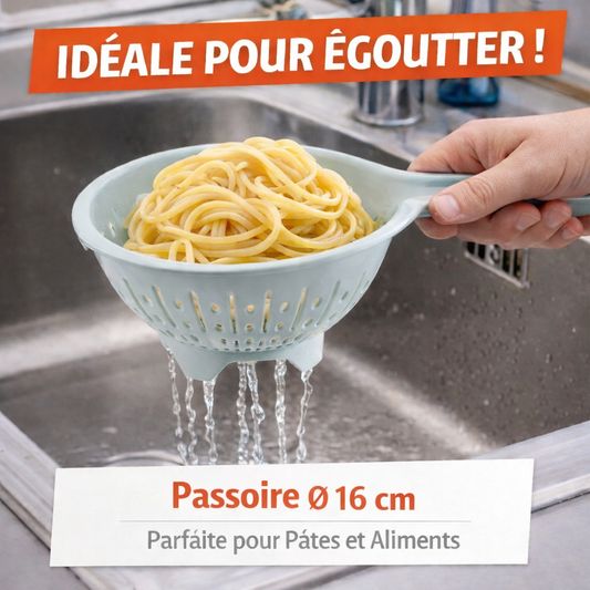 Scolapasta compatto da cucina con manico – Dimensioni 16 cm – Plastica alimentare leggera e resistente