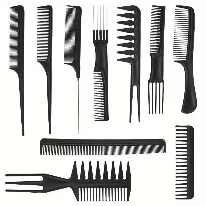 Set di 10 pettini antistatici professionali – per capelli, barba e baffi – resistenti, precisi e versatili