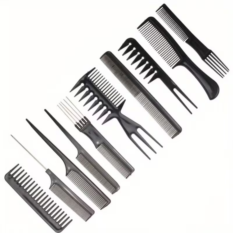 Set di 10 pettini antistatici professionali – per capelli, barba e baffi – resistenti, precisi e versatili
