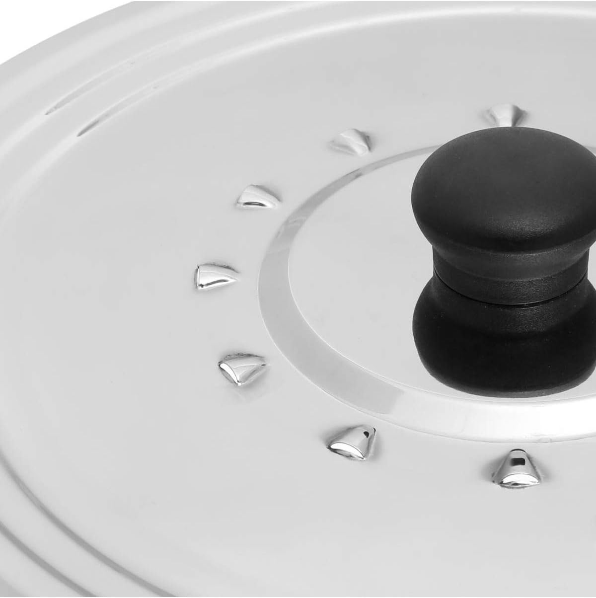 Coperchio universale anti-schizzi in acciaio inox – con sfiati per il vapore e maniglia – per pentole e tegami (da 16 a 24 cm)