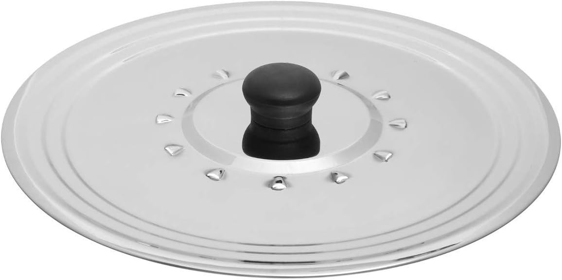Coperchio universale anti-schizzi in acciaio inox – con sfiati per il vapore e maniglia – per pentole e tegami (da 16 a 24 cm)