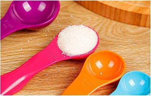 Set di 5 cucchiai dosatori colorati – Misurazione precisa da 1 a 15 ml/g – Utensili da cucina e da forno con anello per appenderli