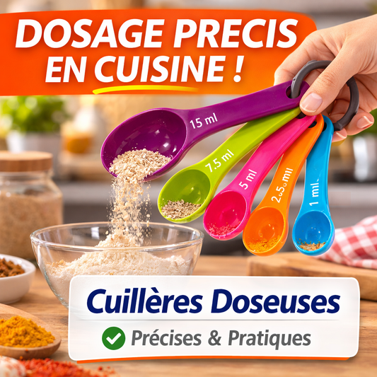 Set di 5 cucchiai dosatori colorati – Misurazione precisa da 1 a 15 ml/g – Utensili da cucina e da forno con anello per appenderli