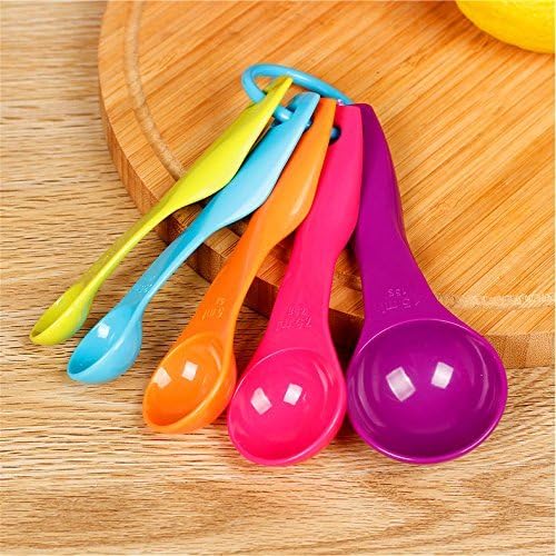Set di 5 cucchiai dosatori colorati – Misurazione precisa da 1 a 15 ml/g – Utensili da cucina e da forno con anello per appenderli