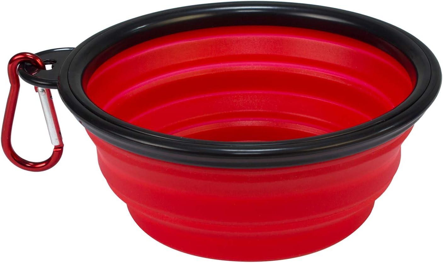 Ciotola da viaggio pieghevole in silicone – Ciotola da trasporto leggera per cani e gatti con gancio – 350 ml, colore casuale
