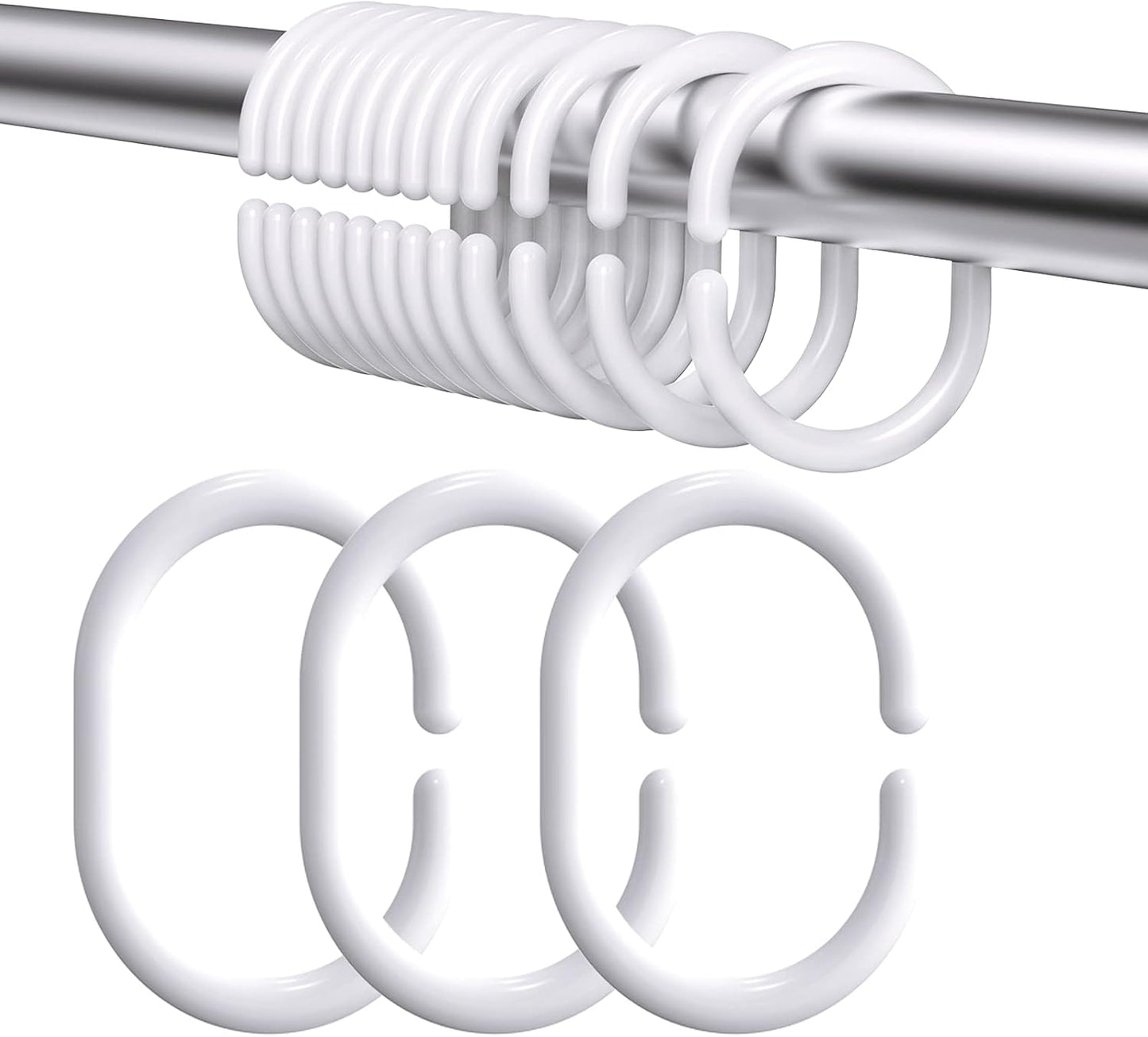 Set di 30 anelli per tenda da doccia – Ganci a forma di C – Facile installazione e scorrimento fluido