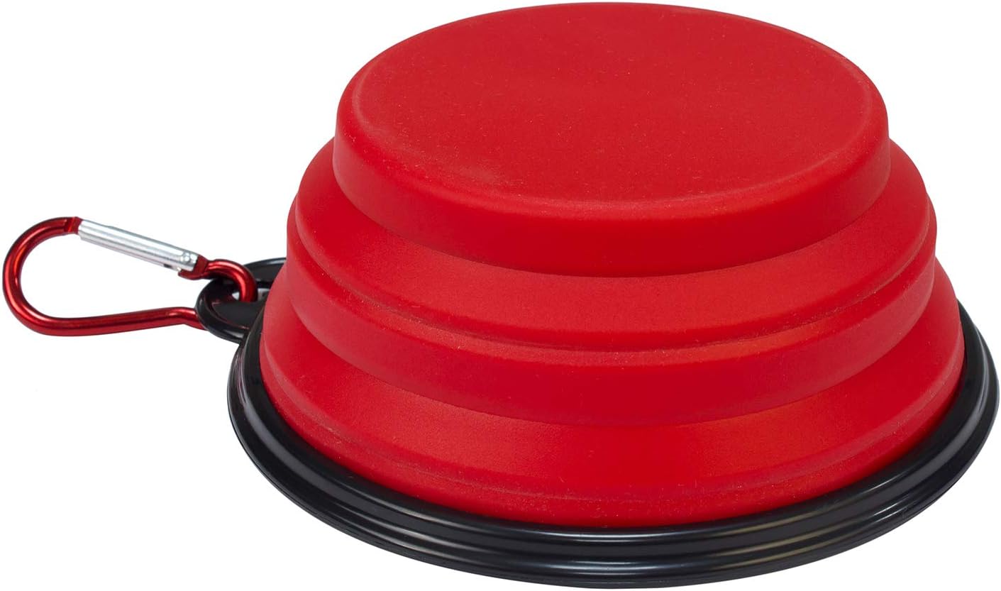 Ciotola da viaggio pieghevole in silicone – Ciotola da trasporto leggera per cani e gatti con gancio – 350 ml, colore casuale