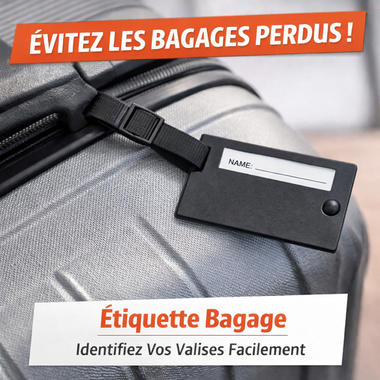 2 etichette identificative per bagagli – Set di 2 etichette in plastica con copertura per indirizzo e cinturino regolabile