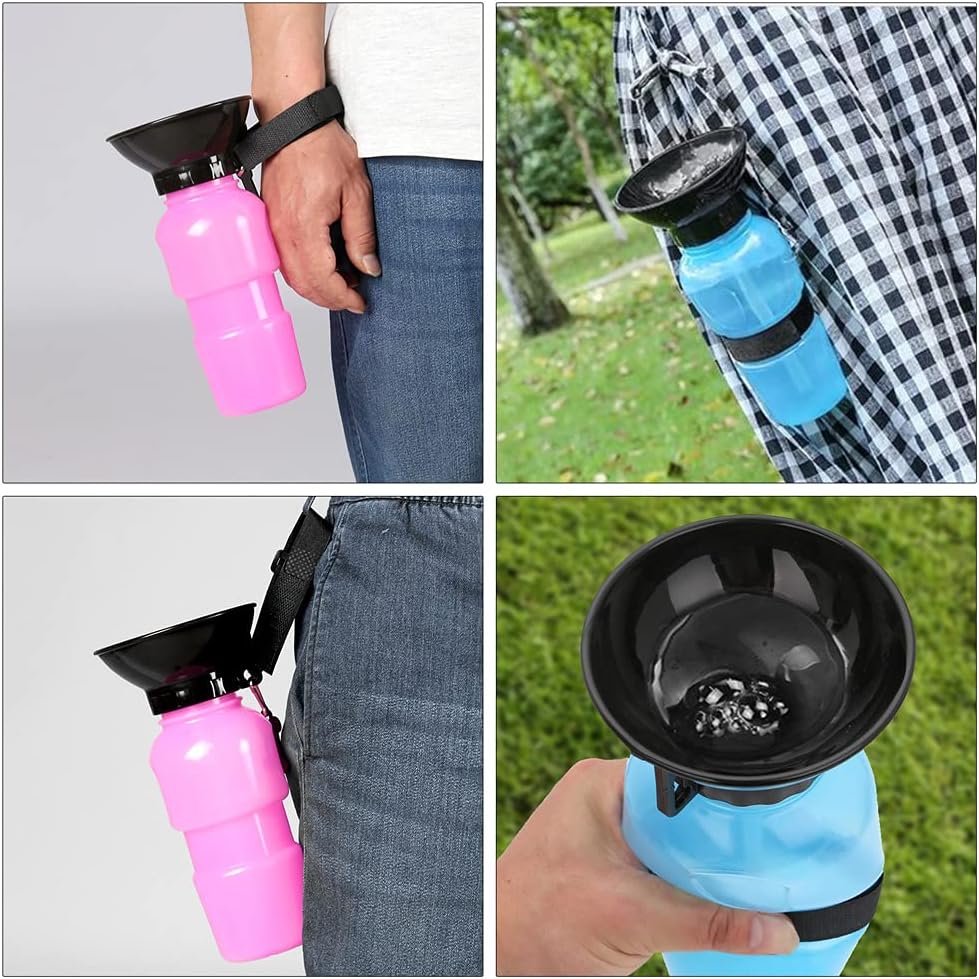 Borraccia da viaggio per cani con ciotola integrata - Borraccia da 500 ml - Facile da trasportare, colore casuale