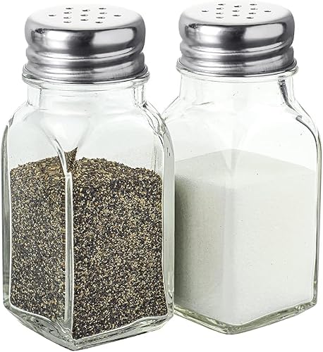 Set tradizionale di saliera e pepiera – Duo trasparente 8,5×4,5×10 cm – Semplice, resistente ed elegante