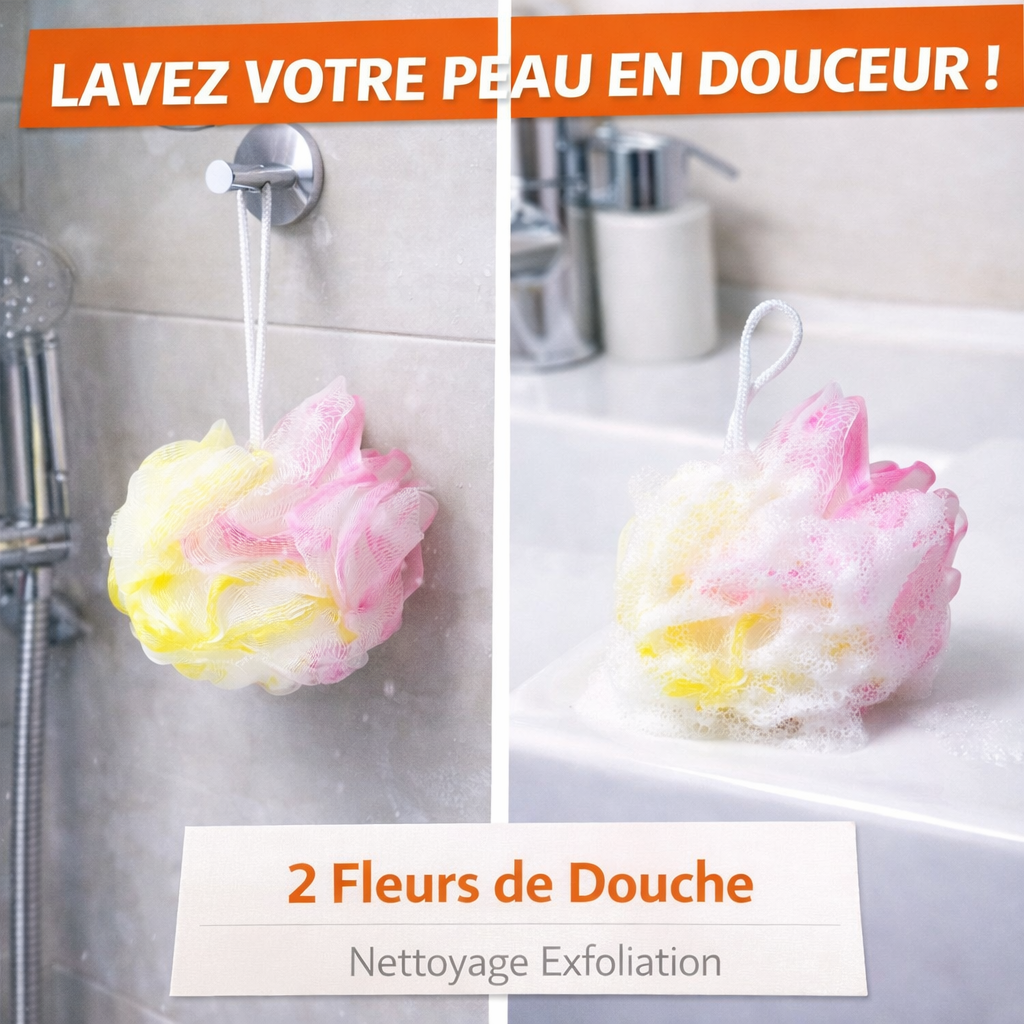 Lot de 2 Fleurs de Bain Douces et Exfoliantes