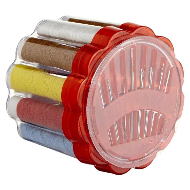 Kit de Couture – 12 Fils Colorés, 10 Aiguilles & Outil de Mesure