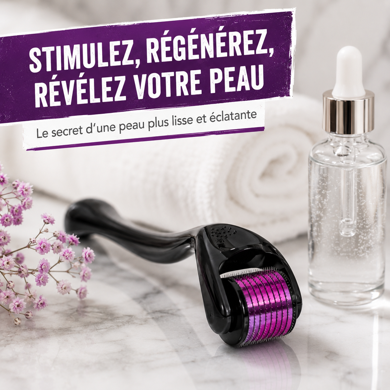 Derma Roller 0,3 mm – Rouleau Visage & Barbe 540 Picots