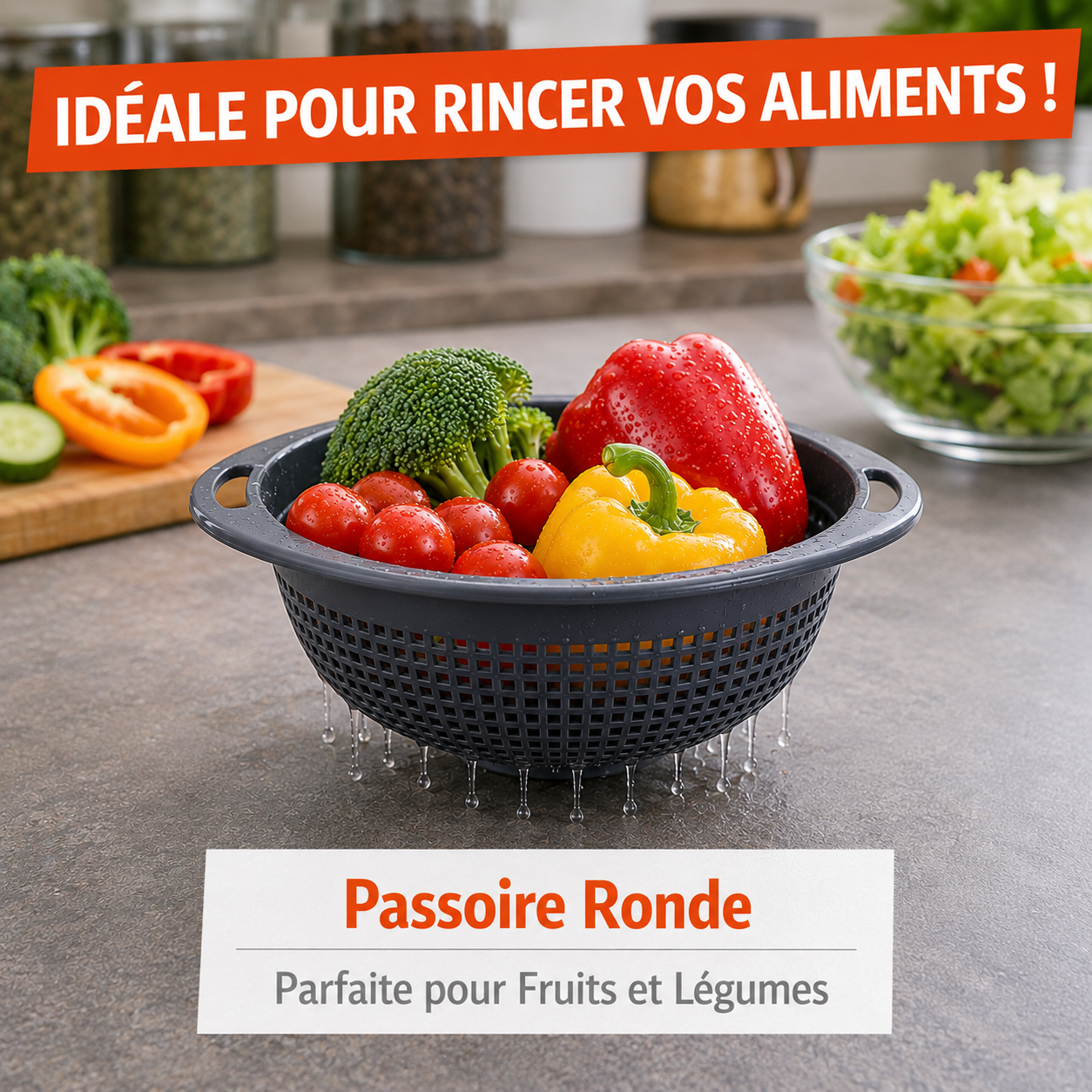 Passoire Ronde de Cuisine à Double Prise