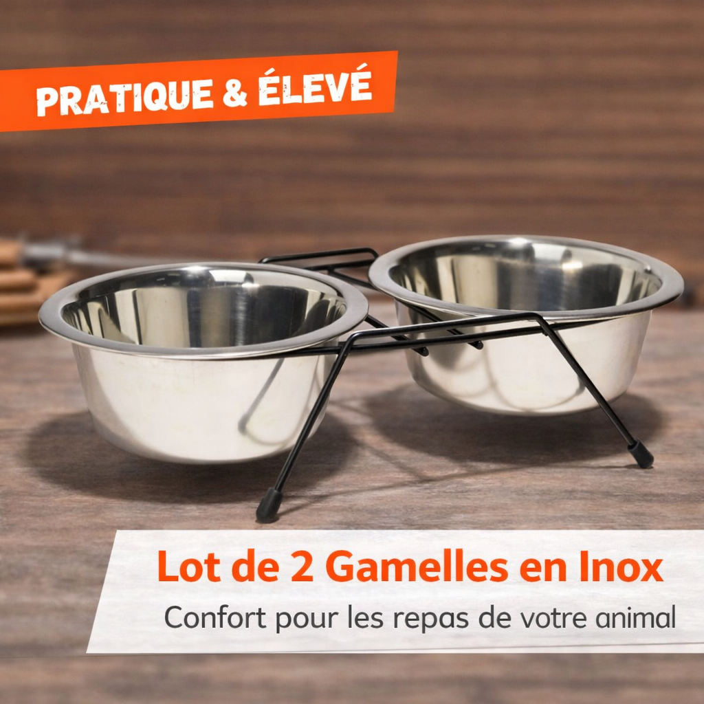 Lot de 2 Gamelles en Inox pour Animaux – Ø 11 cm