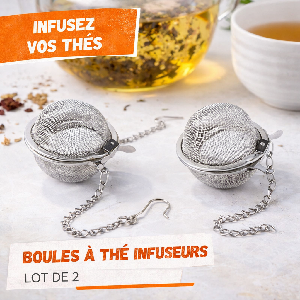 Lot de 2 Boules à Thé en Acier Inoxydable