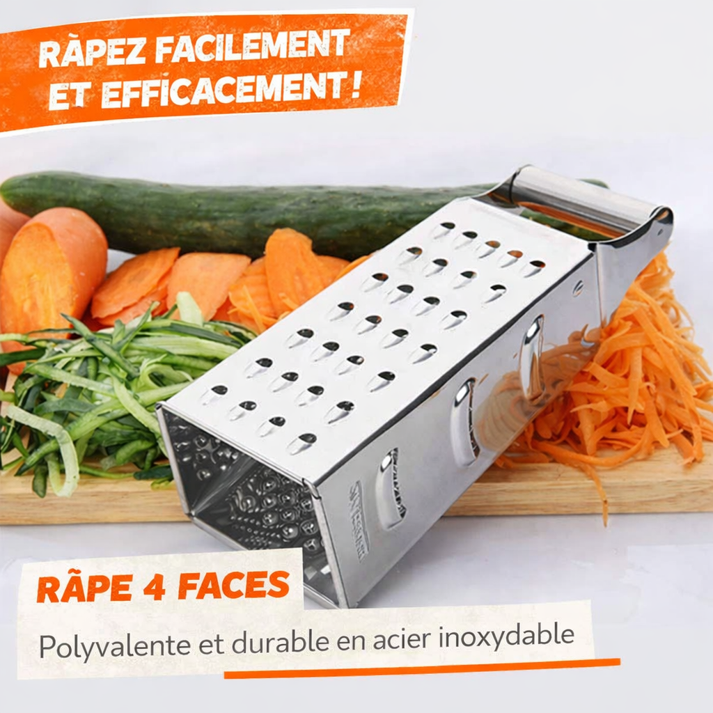 Râpe à 4 Faces Multi-Usages avec Poignée