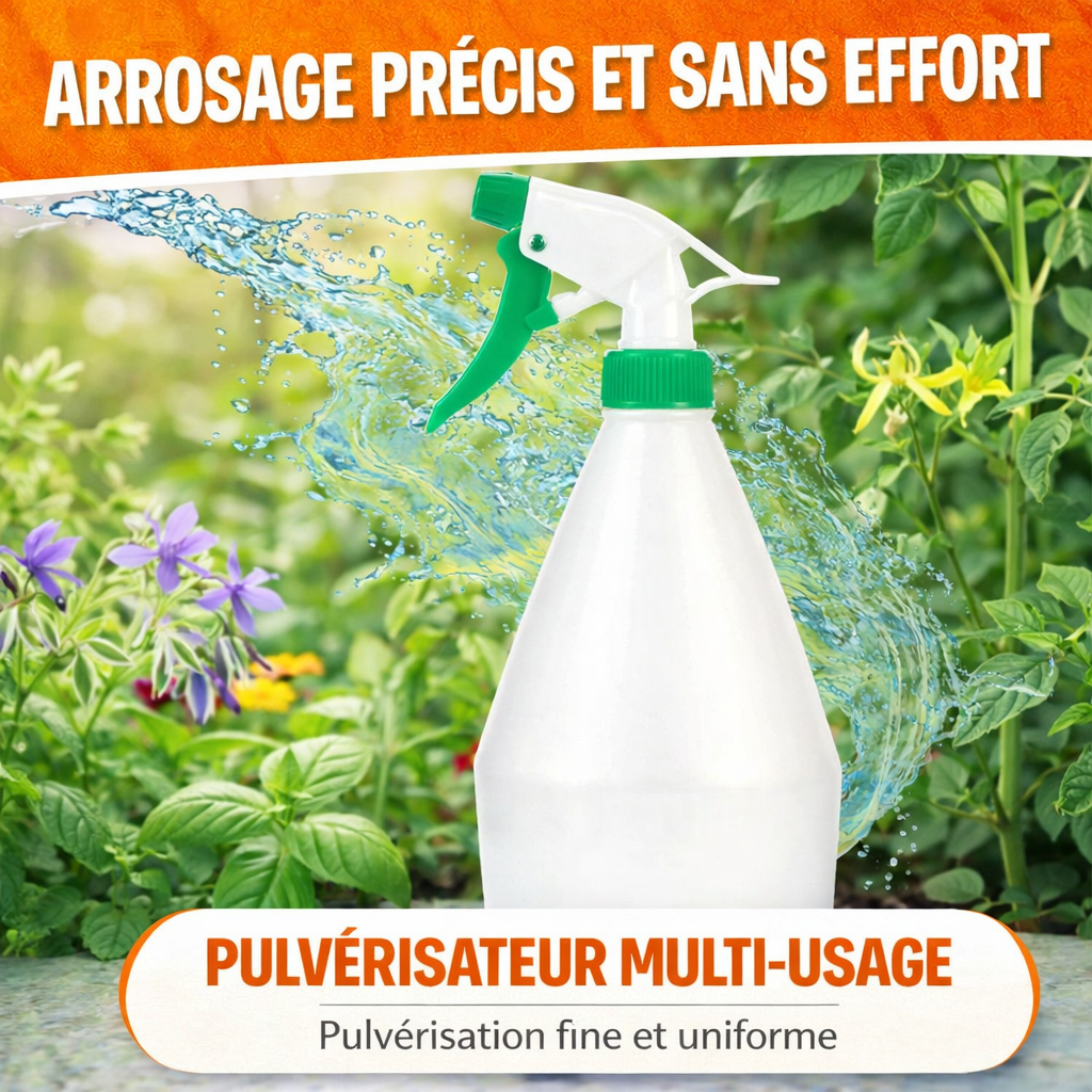 Spruzzatore per giardino e casa da 750 ml – Flacone nebulizzatore manuale con ugello fine – Dimensioni 25×10 cm, colore casuale