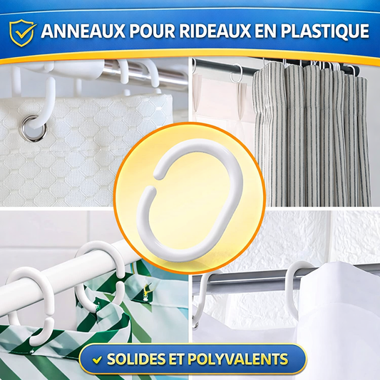 Set di 30 anelli per tenda da doccia – Ganci a forma di C – Facile installazione e scorrimento fluido