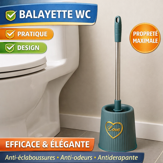 Scopino per WC con setole dure – Supporto ventilato e pulizia igienica – Antigoccia e antibatterico