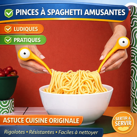 Cucchiai per spaghetti da 29 cm - Divertente duo con occhi - Pinze per insalata pratiche e facili da pulire - Posate per spaghetti resistenti e originali