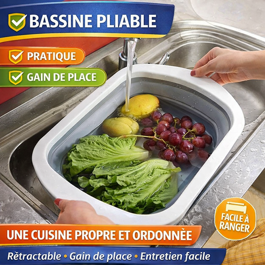 Bacinella pieghevole in silicone 2 in 1: tagliere e bacinella multifunzionale con foro di drenaggio