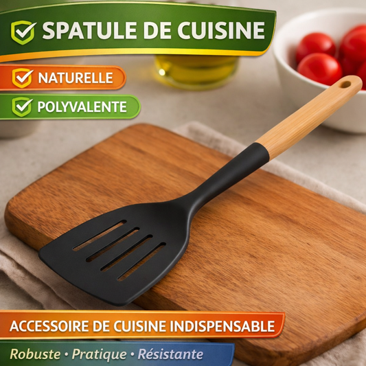 Spatola da cucina grande – Manico in legno e punta in nylon resistente – Ideale per cucinare e mescolare