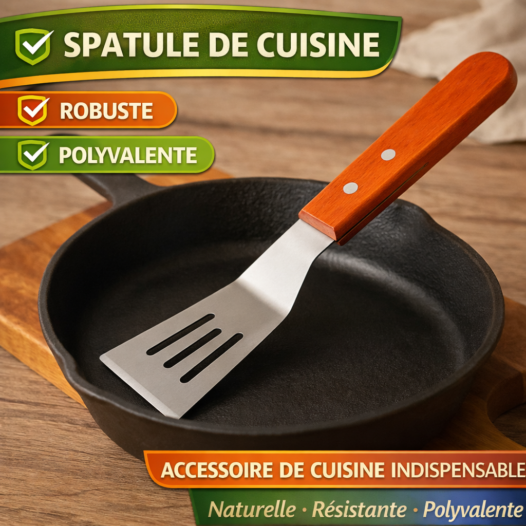 Spatola da cucina – Manico in legno e punta in metallo resistente – Utensile da cucina versatile
