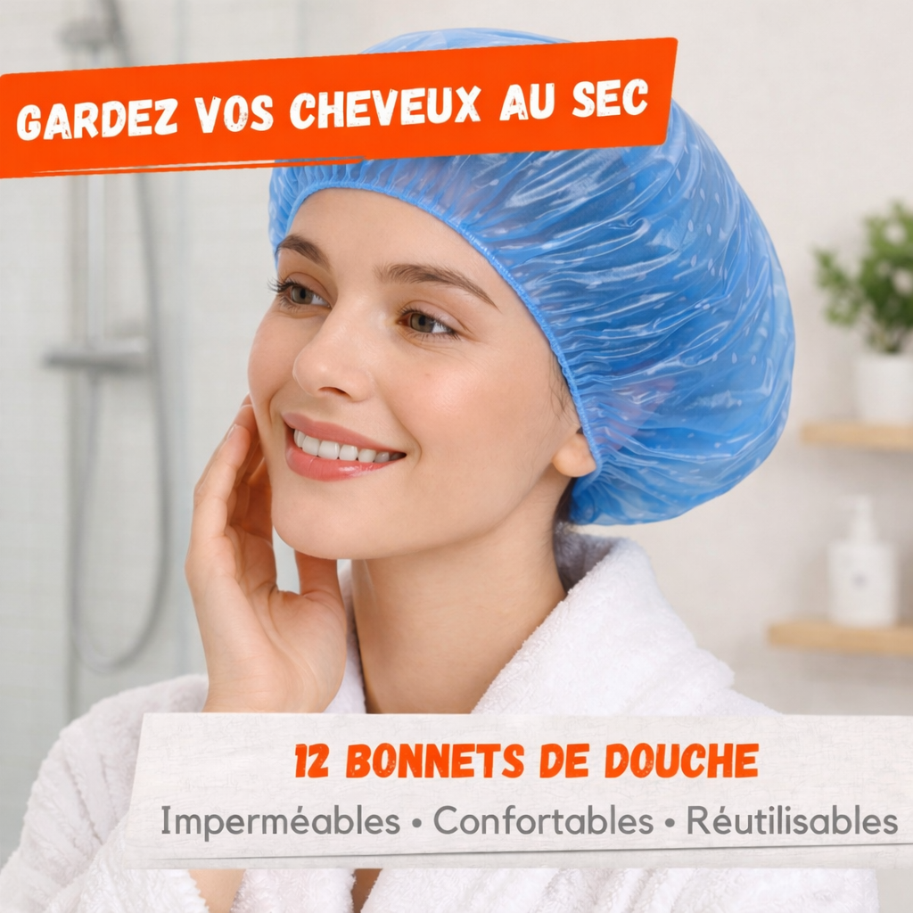 Lot de 12 Bonnets de Douche – Imperméables