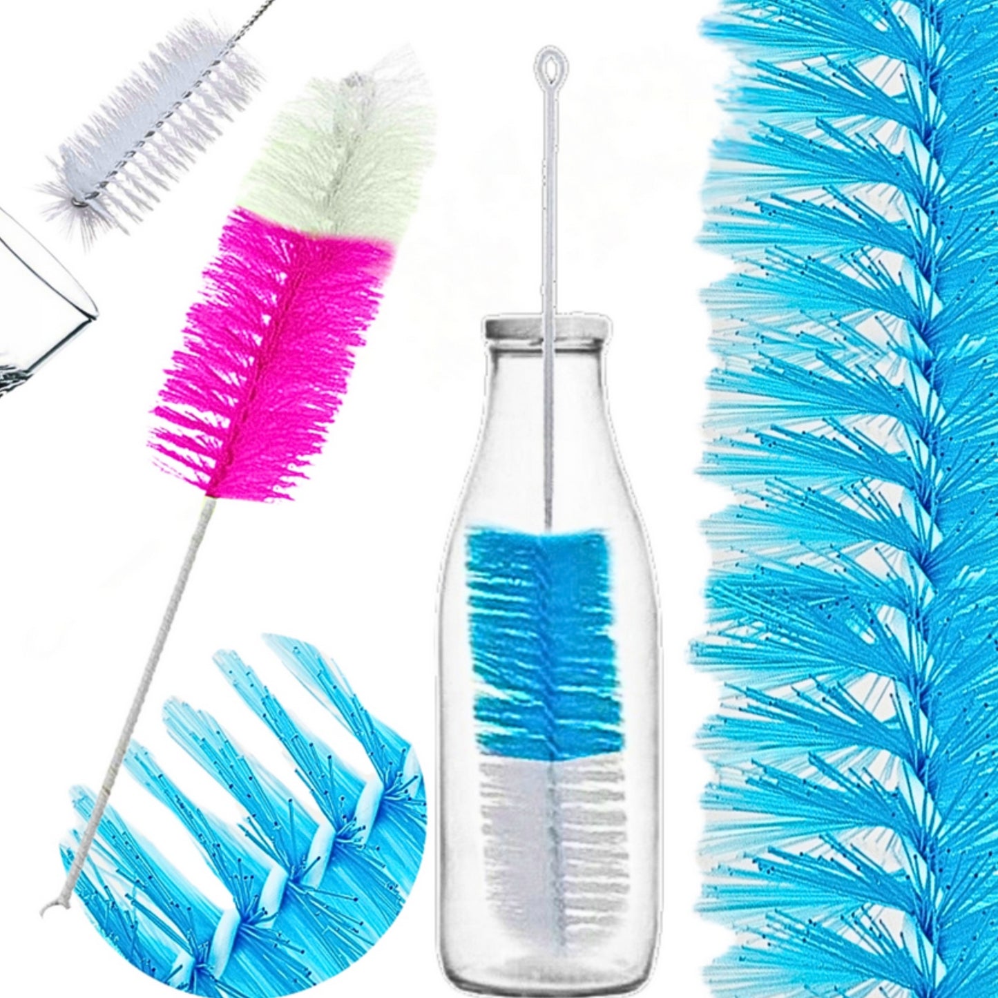 Spazzola per biberon con setole rigide – 27,5 cm – Pulizia profonda di biberon e bottigliette – Raggiunge angoli e fessure (colore casuale)