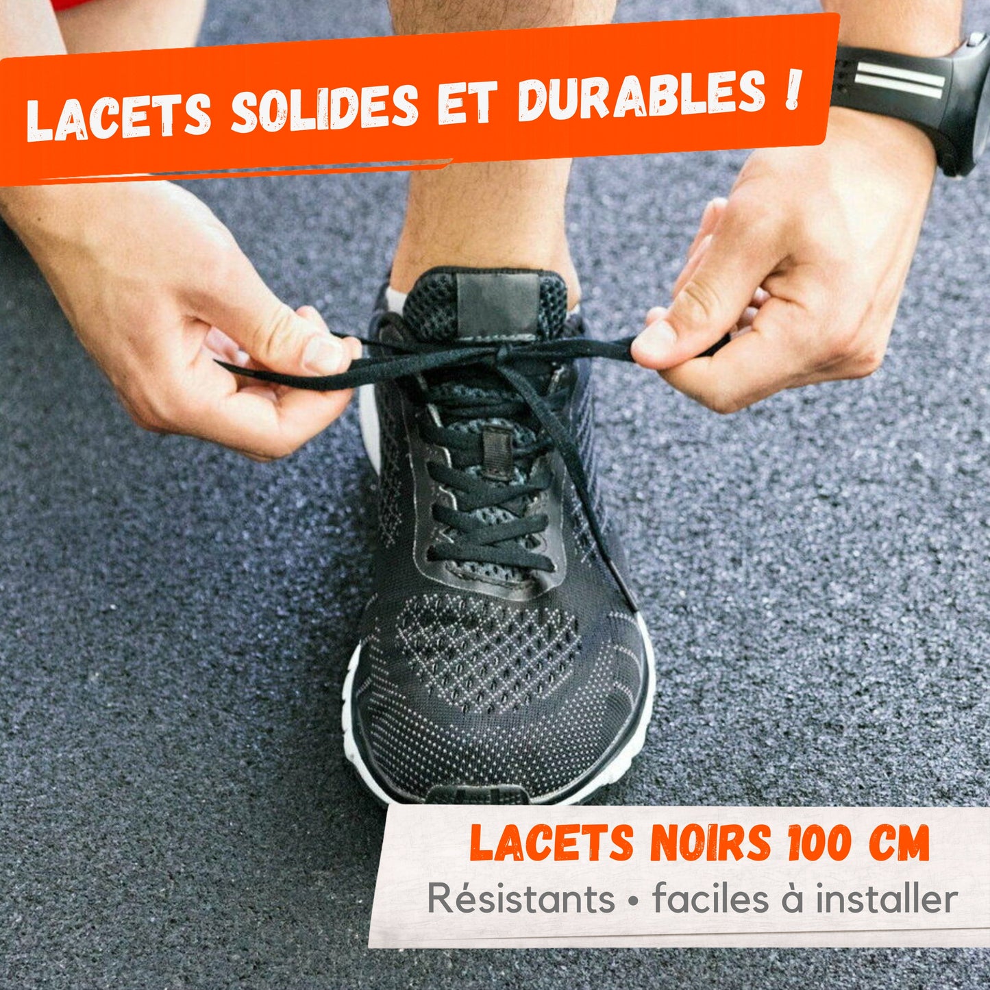 Lot de 2 Paires de Lacets Noirs 100 cm