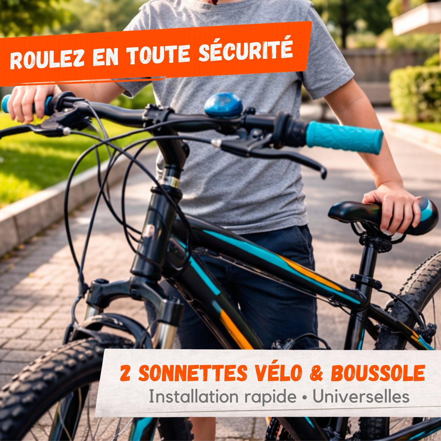 Lot de 2 Sonnettes Vélo avec Boussole Intégrée