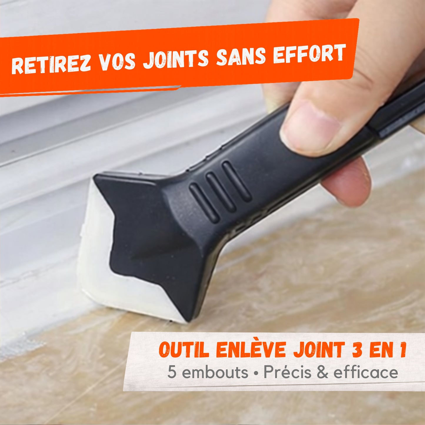 Outil Enlève Joint Silicone 3 en 1 – 5 Embouts Interchangeables