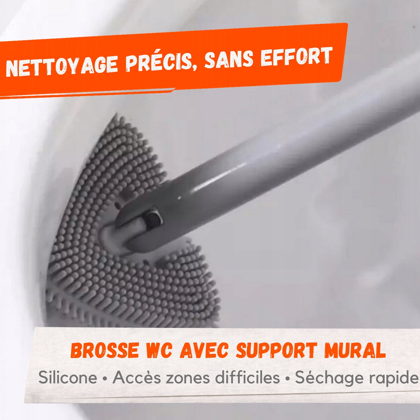 Brosse WC flexible en Silicone avec Support Mural
