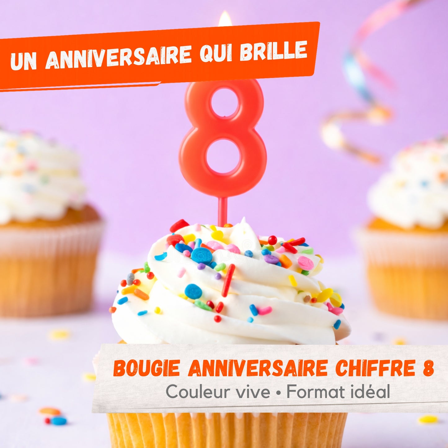 Bougie Anniversaire Chiffre 8 Rouge – 8,3 cm