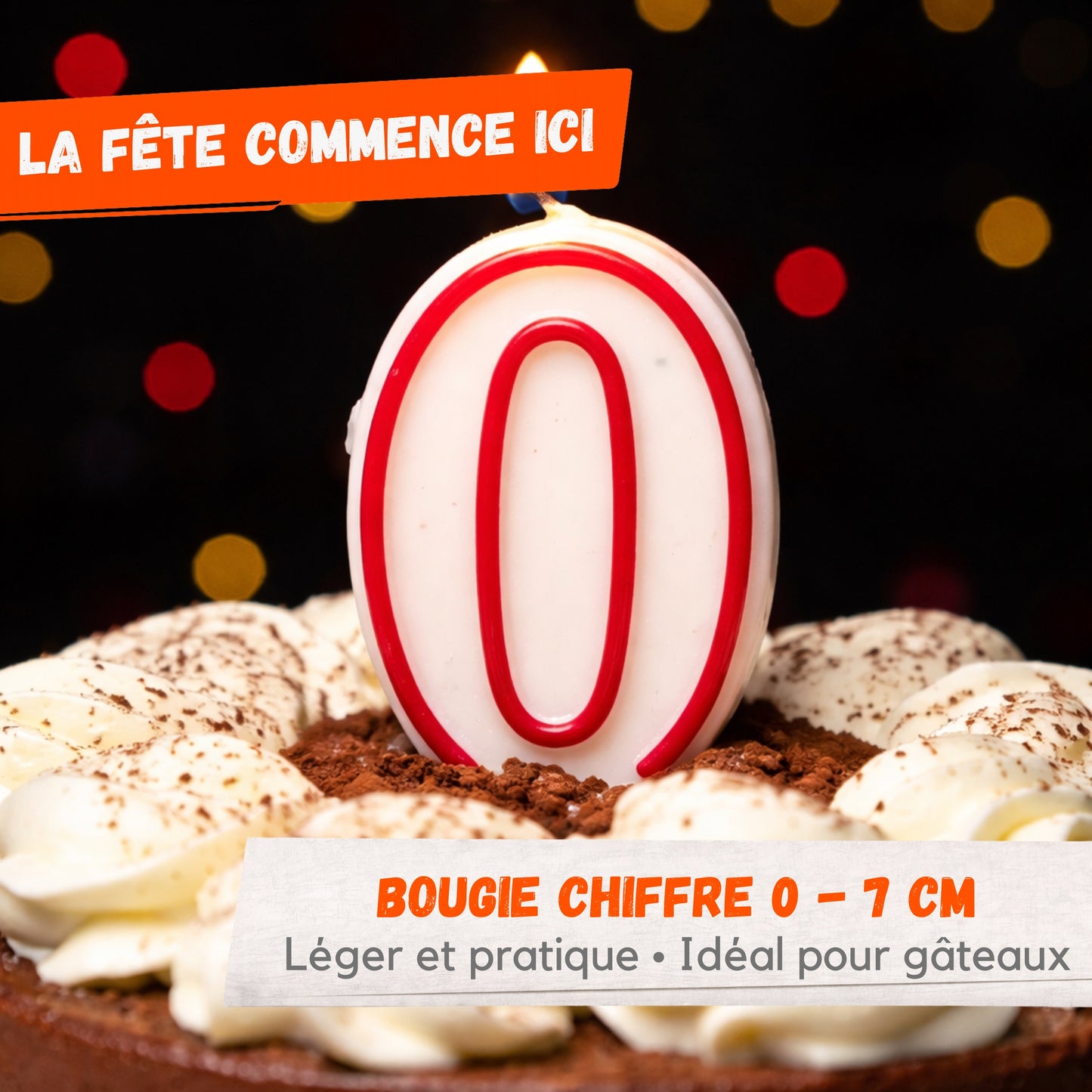 Bougie Chiffre 0 Anniversaire 7 cm