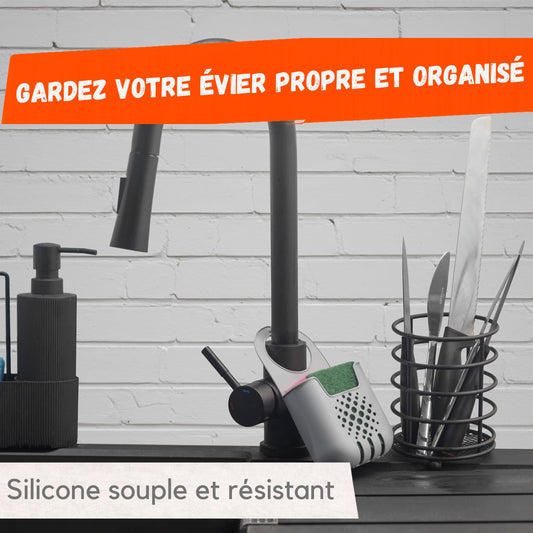 Porta spugna in silicone per lavello – Cestello scolapiatti sospeso con spugna inclusa – Pratico contenitore per la cucina