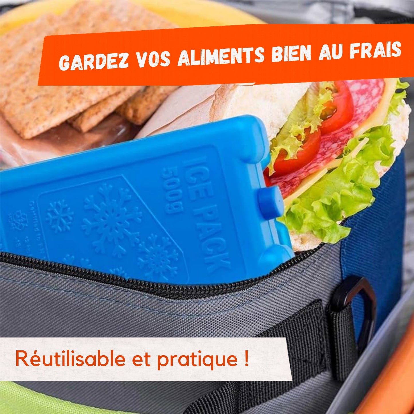 Borsa termica da 500 ml – Borsa termica riutilizzabile per borse termiche e borse termiche – Blu, 180×115×32 mm