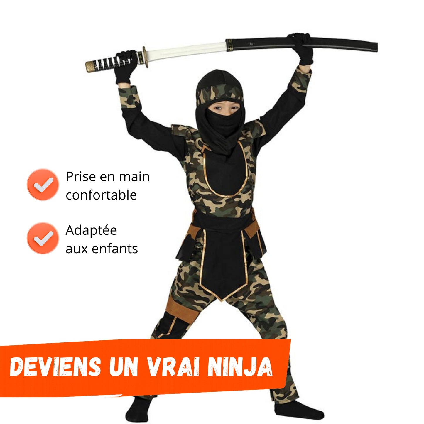 Spada da costume da ninja/samurai – 60 cm – Accessorio in plastica resistente – Colore casuale