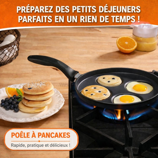 Teglia multi-crema antiaderente da 24 cm – 4 stampi per pancake, uova e mini-crêpes