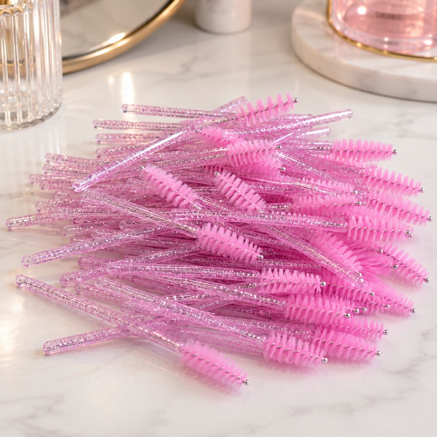 Lot de 50 Brosses à Cils et Sourcils – Goupillons Semi-Réutilisables