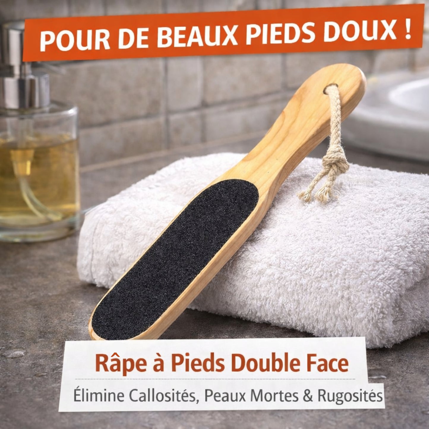 Râpe à Pied en Bois Double Face